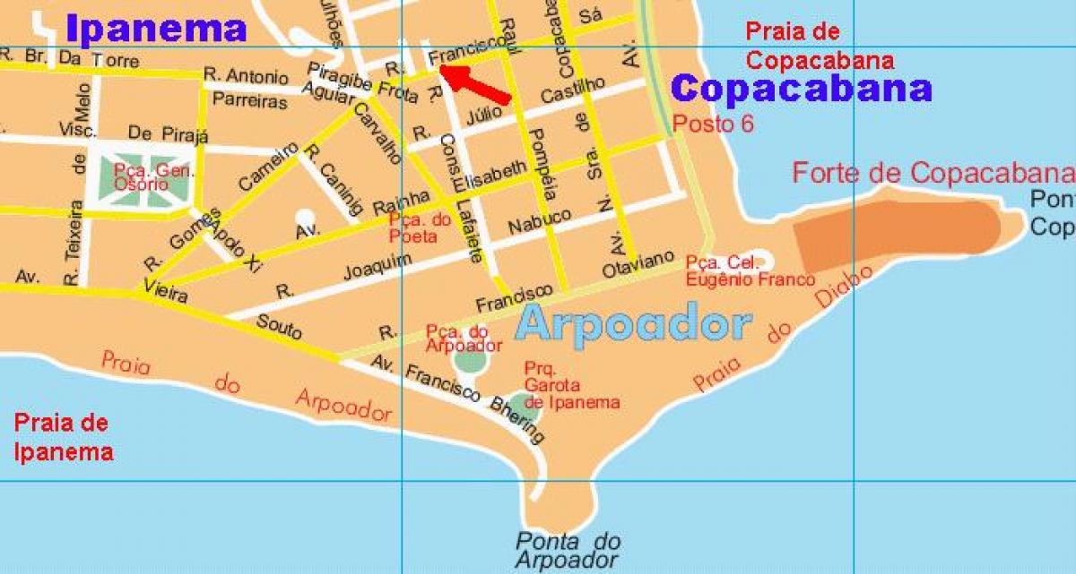 نقشه Arpoador ساحل