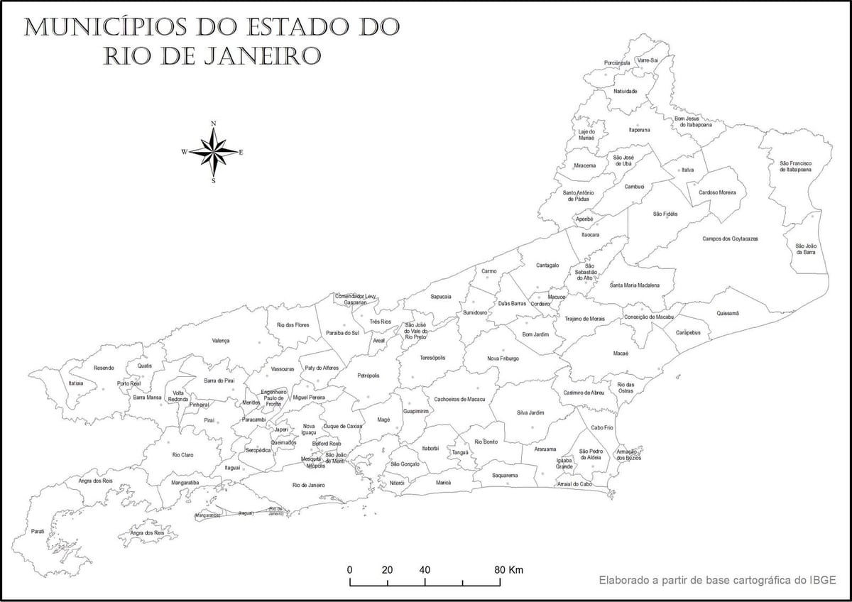 نقشه از Rio de Janeiro, سیاه و سفید