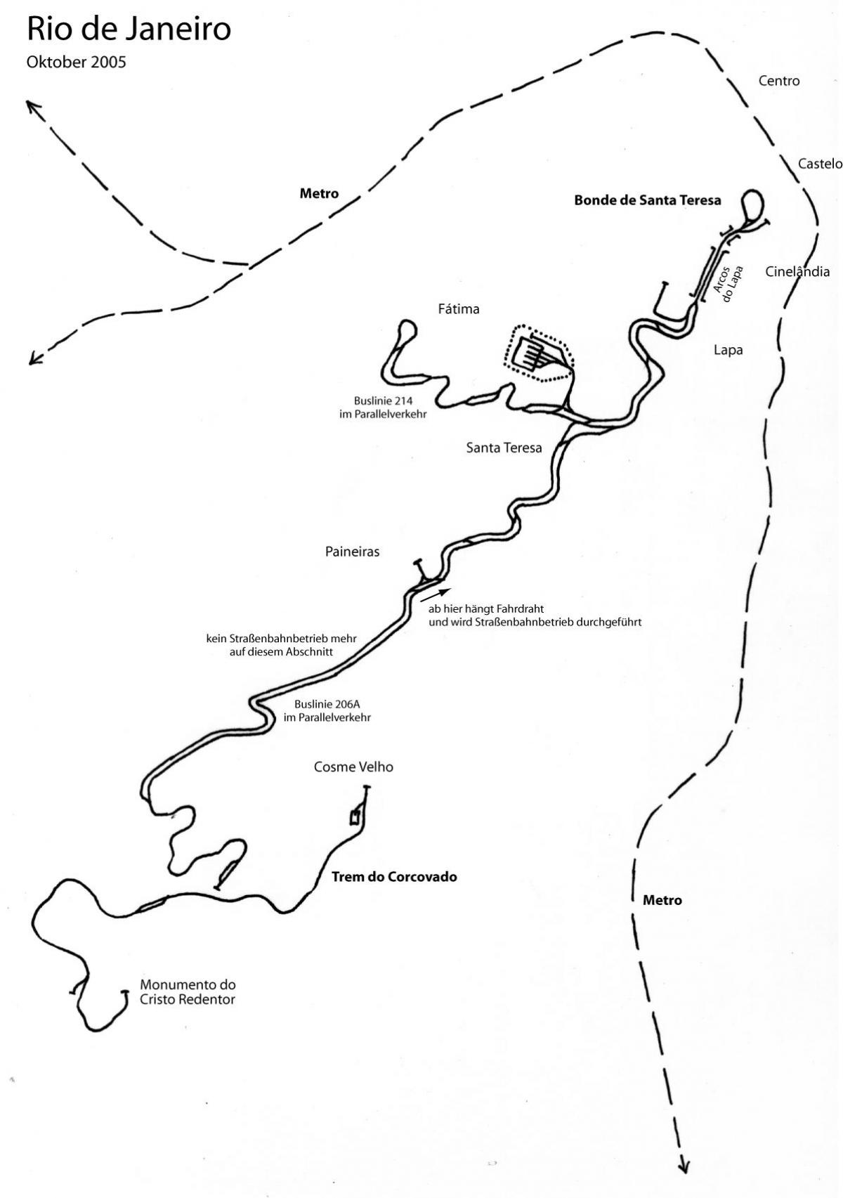 نقشه از سانتا ترزا تراموا خط 2