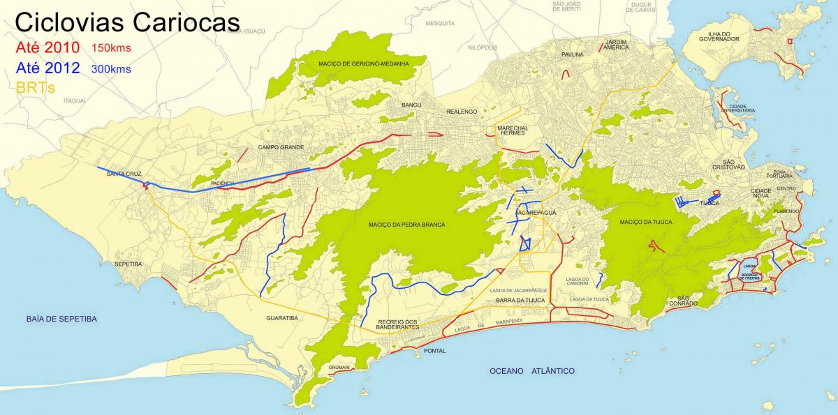 نقشه مسیرهای پیاده روی و دوچرخه ریو دو ژانیرو