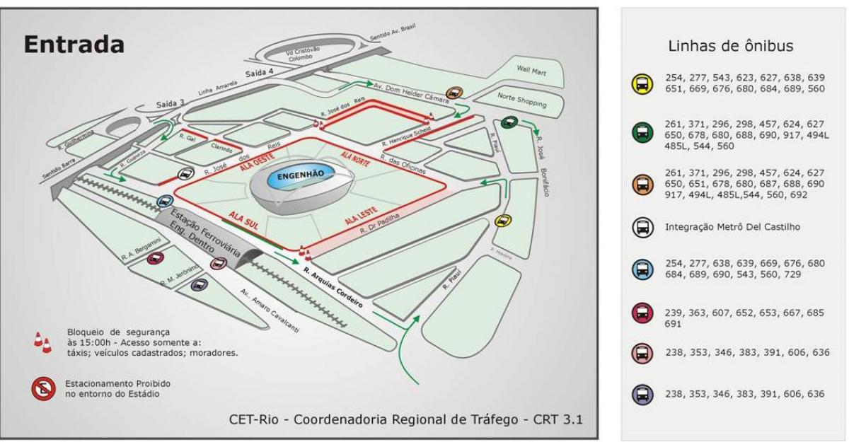 نقشه ورزشگاه Engenhão حمل و نقل